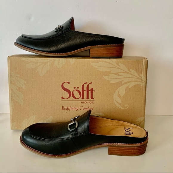 Sofft Mules Naoko Black Leather New in Box Size 10 - Picture 3 of 14